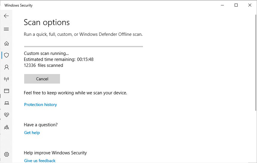 how to scan files with windows defender